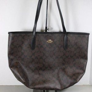 Coach City Tote In Signature Canvas - Black/ Brown
